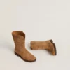 Bottes Wish Teen en daim camel avec broderie étoilée