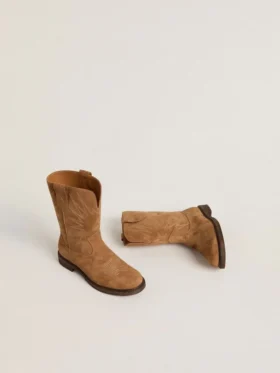 Bottes Wish Teen en daim camel avec broderie étoilée