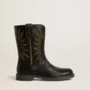Bottes Wish Young en cuir noir avec broderie étoile jaune