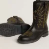 Bottes Wish Young en cuir noir avec broderie étoile jaune