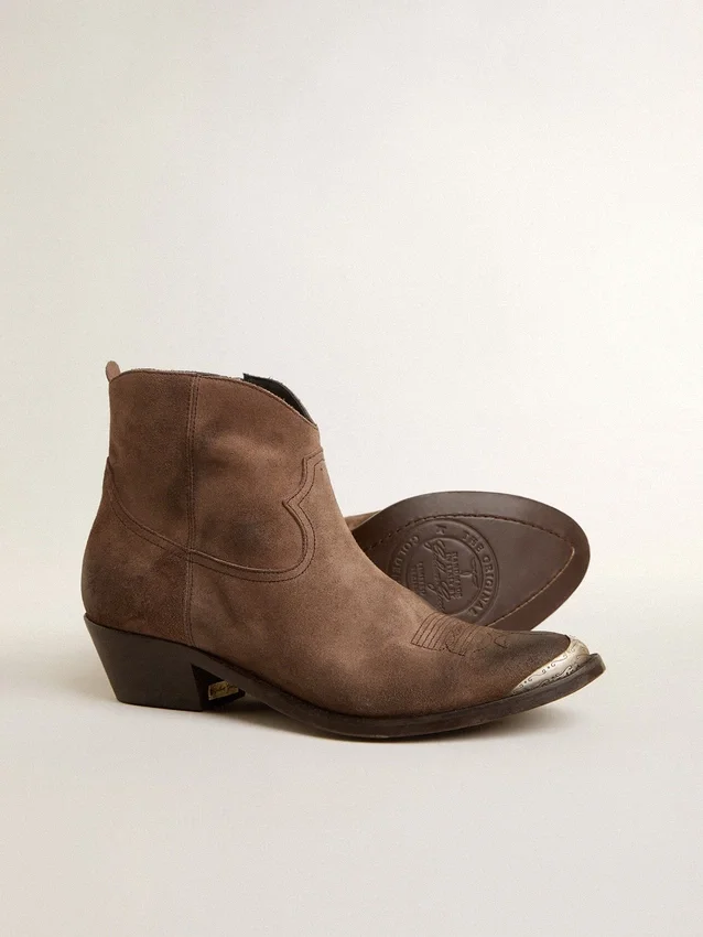 Bottes Young en daim marron foncé