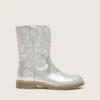 Bottes Young Wish en cuir métallisé argenté avec broderie en forme d’étoile