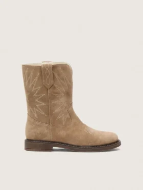 Bottes Wish junior en daim gris tourterelle avec broderie étoilée
