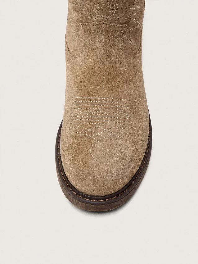 Bottes Wish junior en daim gris tourterelle avec broderie étoilée