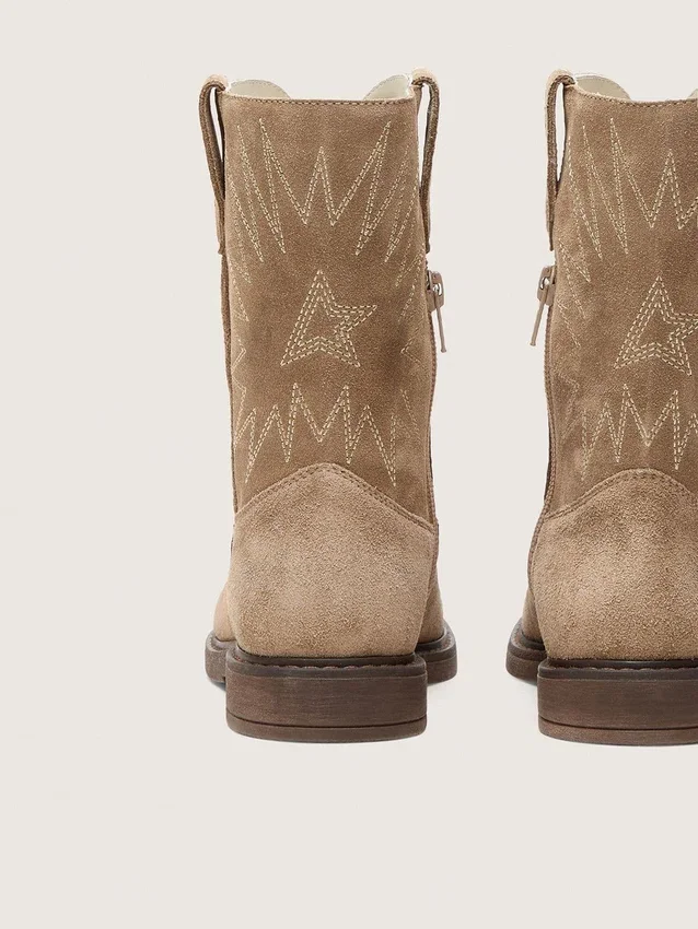 Bottes Wish junior en daim gris tourterelle avec broderie étoilée