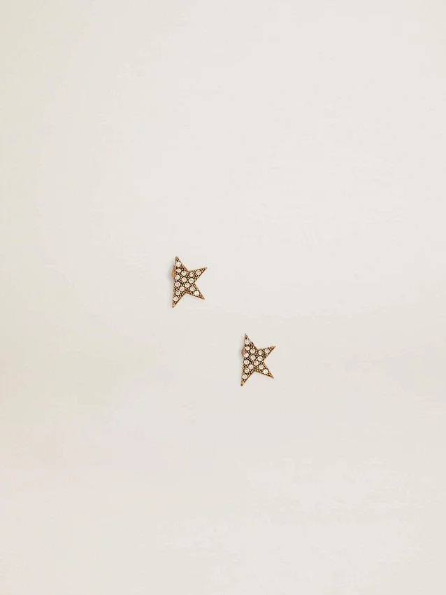 Boucles d’oreilles à clous pour femme, couleur or antique, ornées de cristaux