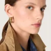 Boucles d’oreilles créoles avec clous de couleur or antique