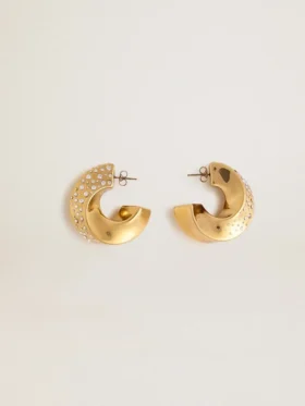 Boucles d’oreilles créoles dorées ornées de cristaux