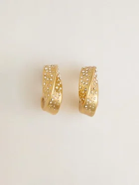 Boucles d’oreilles créoles dorées ornées de cristaux