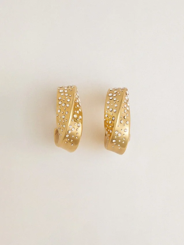 Boucles d’oreilles créoles dorées ornées de cristaux