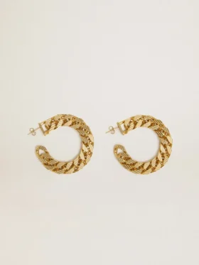 Boucles d’oreilles créoles à maillons tressés couleur or antique