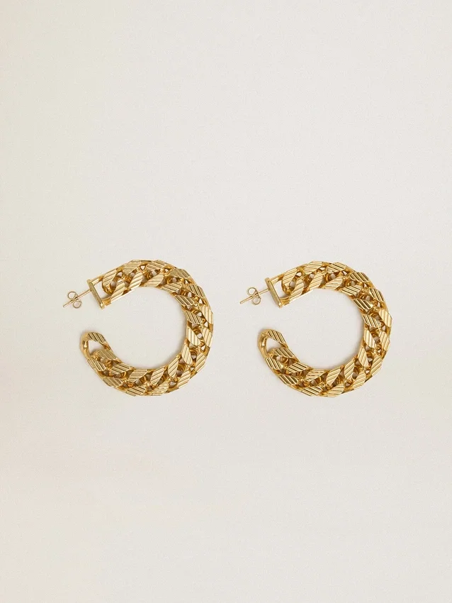 Boucles d’oreilles créoles à maillons tressés couleur or antique