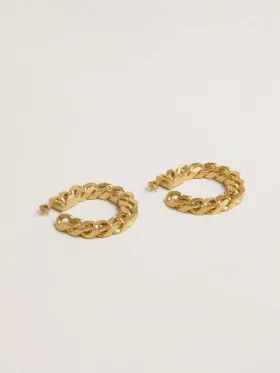 Boucles d’oreilles créoles à maillons tressés couleur or antique