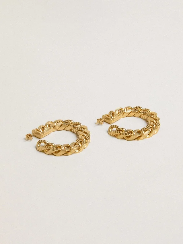Boucles d’oreilles créoles à maillons tressés couleur or antique