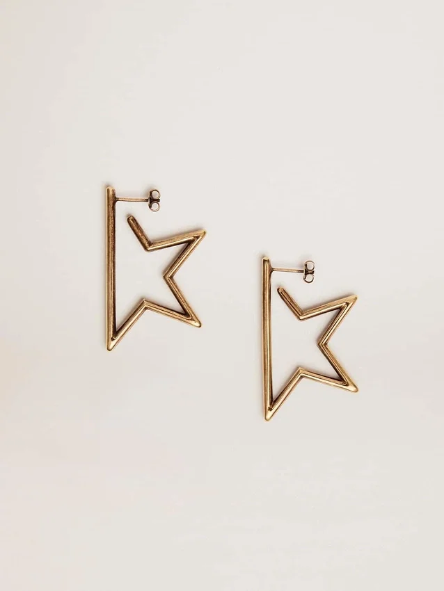 Boucles d’oreilles pendantes « Star » pour femme, couleur or antique