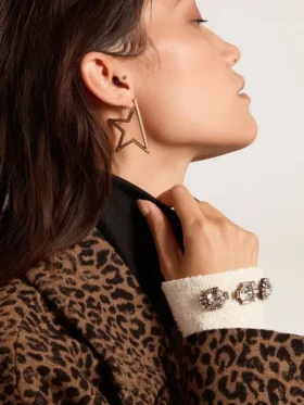 Boucles d’oreilles pendantes « Star » pour femme, couleur or antique