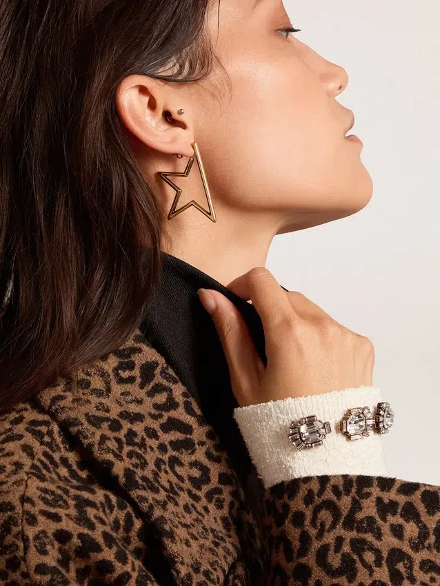 Boucles d’oreilles pendantes « Star » pour femme, couleur or antique