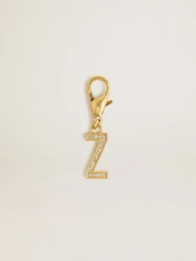 Breloque en forme de lettre Z en laiton couleur or avec des cristaux