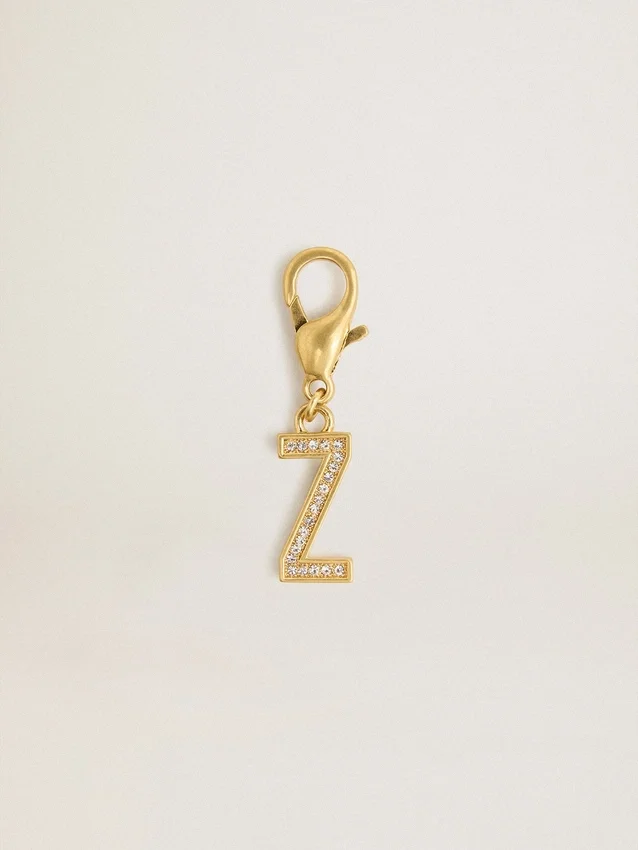 Breloque en forme de lettre Z en laiton couleur or avec des cristaux