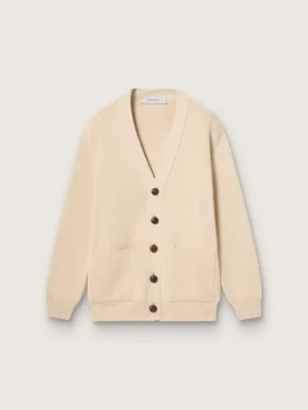 Cardigan beige pour femme avec inscription « Golden » dans le dos
