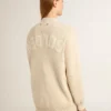 Cardigan beige pour femme avec inscription « Golden » dans le dos