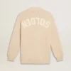Cardigan beige pour femme avec inscription « Golden » dans le dos