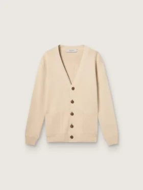 Cardigan beige pour homme avec inscription « Golden » dans le dos