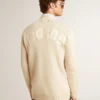 Cardigan beige pour homme avec inscription « Golden » dans le dos