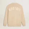 Cardigan beige pour homme avec inscription « Golden » dans le dos