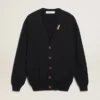Cardigan de la Golden Collection en coton bleu foncé avec une finition usée