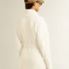 Cardigan en coton couleur crème pour femme avec broderies florales