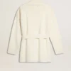 Cardigan en coton couleur crème pour femme avec broderies florales