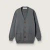 Cardigan en coton gris chiné pour femme avec logo dans le dos