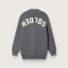 Cardigan en coton gris chiné pour femme avec logo dans le dos
