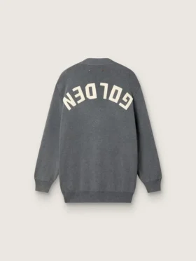 Cardigan en coton gris chiné pour femme avec logo dans le dos