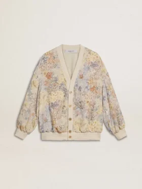 Cardigan femme à imprimé floral et broderies