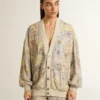 Cardigan femme à imprimé floral et broderies