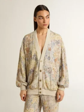 Cardigan femme à imprimé floral et broderies