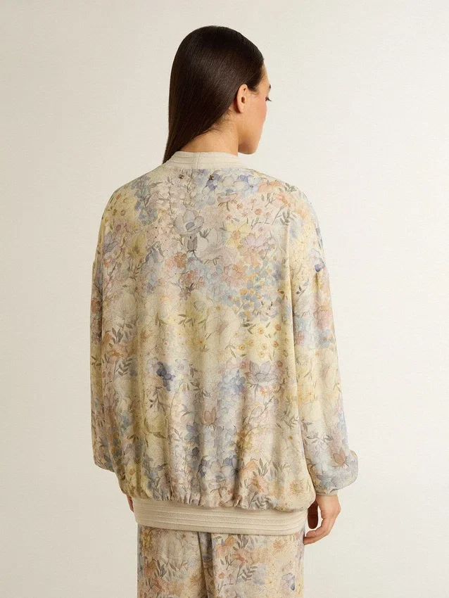 Cardigan femme à imprimé floral et broderies