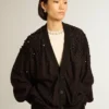Cardigan noir pour femme avec broderie dégradée
