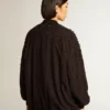 Cardigan noir pour femme avec broderie dégradée
