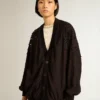 Cardigan noir pour femme avec broderie dégradée