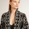 Cardigan noir pour femme avec ceinture et cristaux