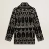 Cardigan noir pour femme avec ceinture et cristaux