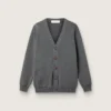 Cardigan pour homme en coton gris chiné avec logo dans le dos
