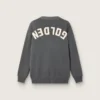 Cardigan pour homme en coton gris chiné avec logo dans le dos