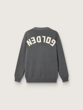 Cardigan pour homme en coton gris chiné avec logo dans le dos