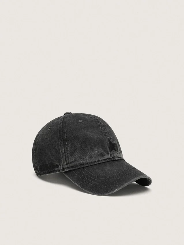 Casquette de baseball anthracite avec étoile brodée ton sur ton