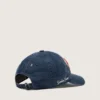Casquette de baseball bleu denim avec écusson « Golden » en tissu éponge rouge et blanc