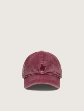 Casquette de baseball bordeaux avec étoile brodée ton sur ton
